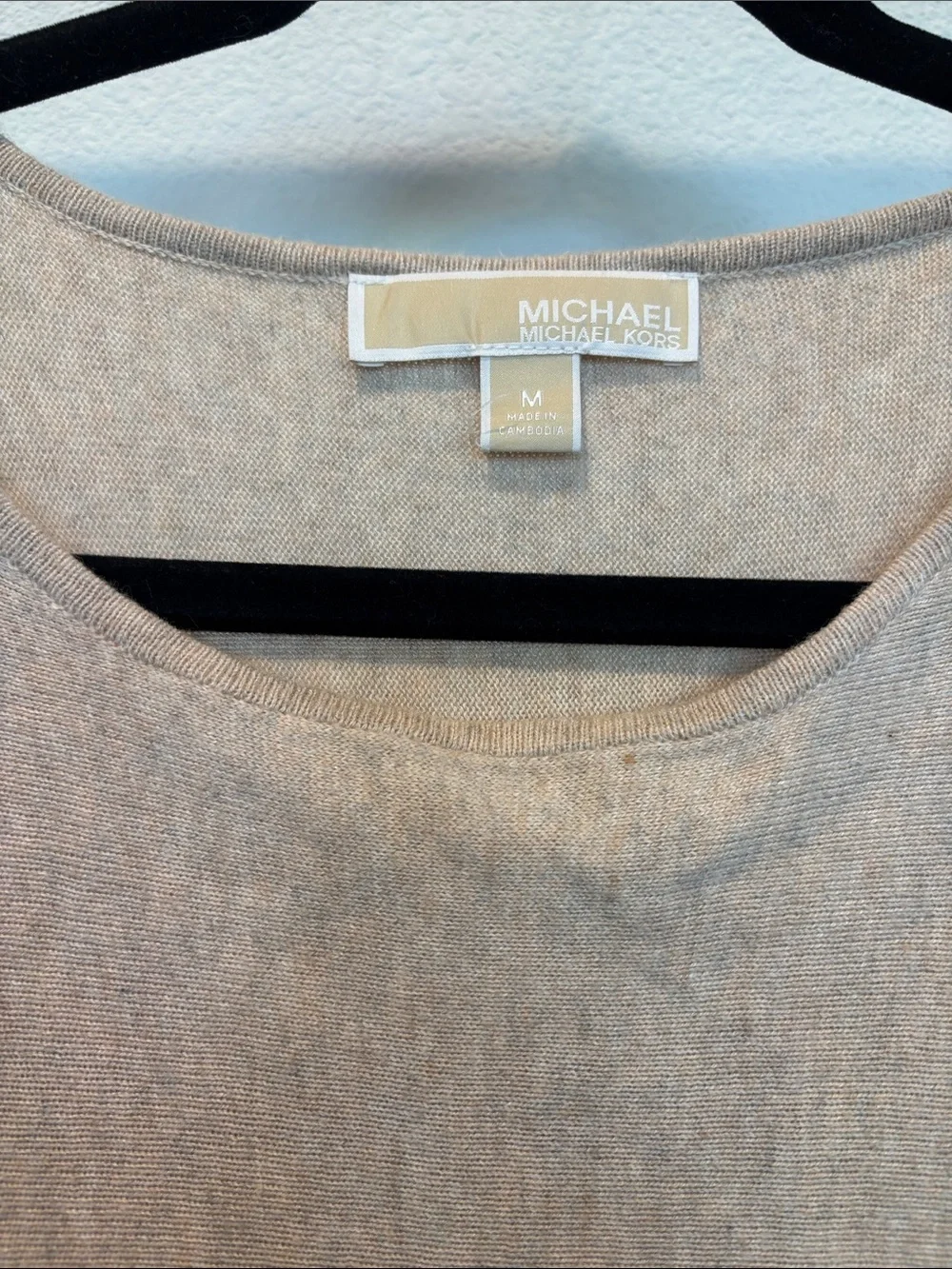Michael Kors Beige Crewneck Long Sleeve Top